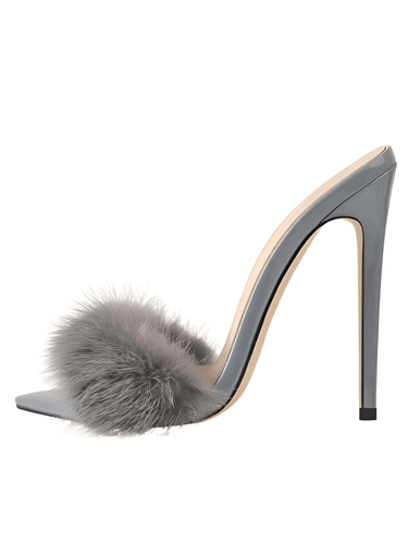 Women's Peep Toe Fur Slip On Heels -, Peep Toe Heels , Drestiny , 10, 11, 12, 13, 14, 15, 5, 6, 7, 8, 9, 9.5, Australia, Black, Gold, Grey, Heels, High Heels, Pink, Sandals, United Kingdom, United States, White , Drestiny , www.shopdrestiny.com